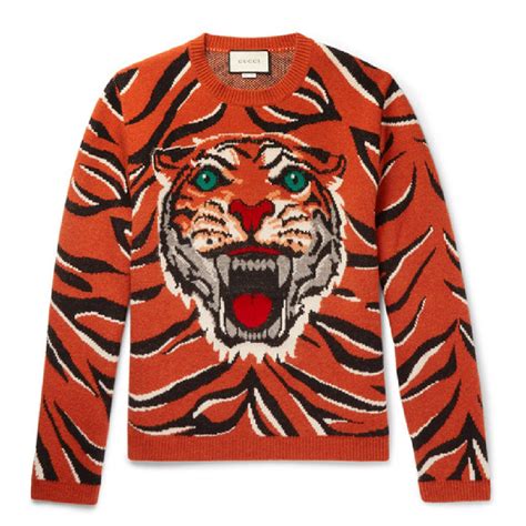 gucci embroidered tiger shirt shoulder stripes